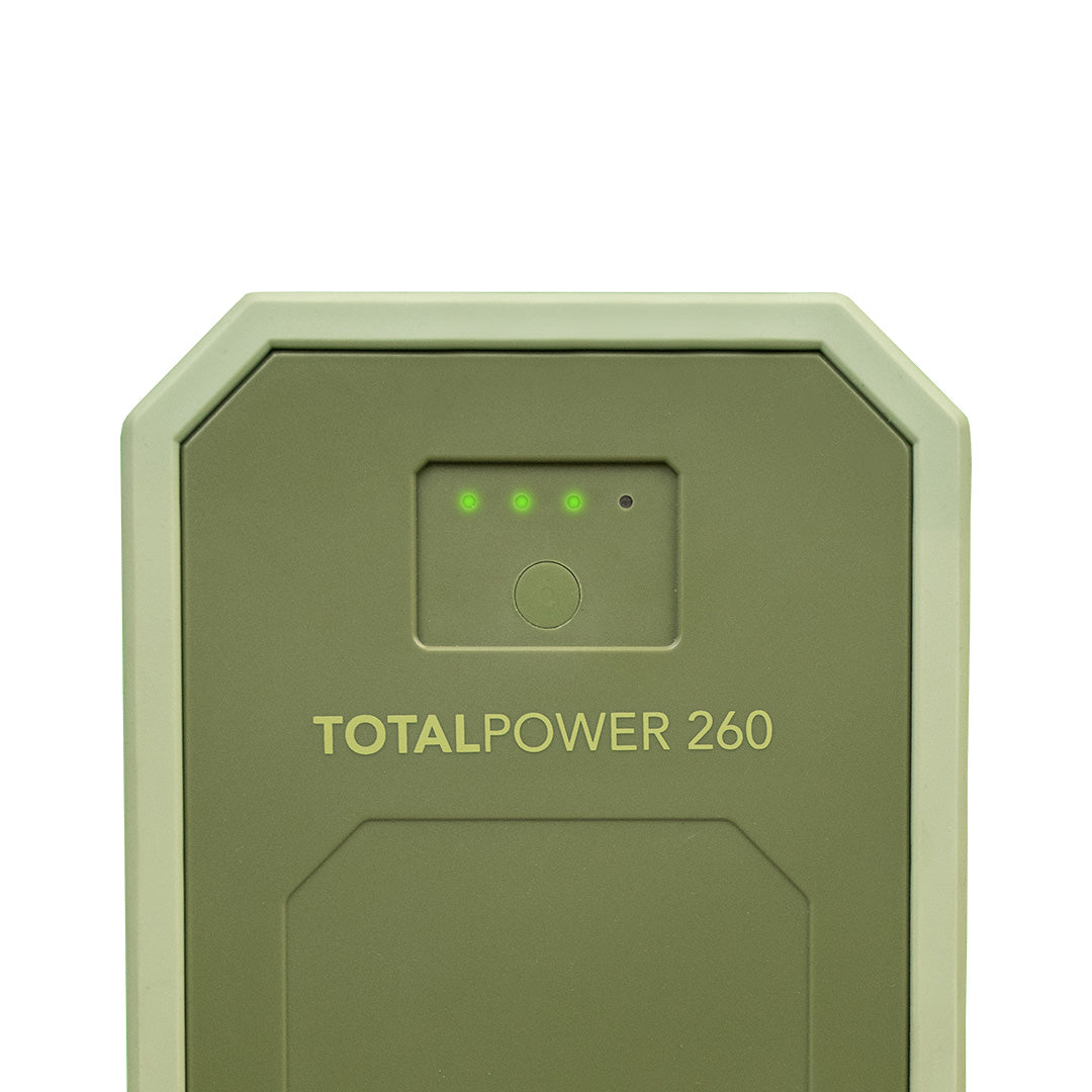Green power bank with 'TOTALPOWER 260' text