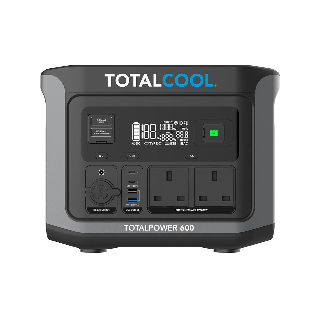 Totalpower 600 Stazione di alimentazione portatile - LiFePO4 - 2 uscite AC - 4 uscite USB - display LED - alimentazione elettrica mobile - ricarica rapida - ricaricabile con pannelli solari - campeggio - viaggio - fuori rete - all'aperto