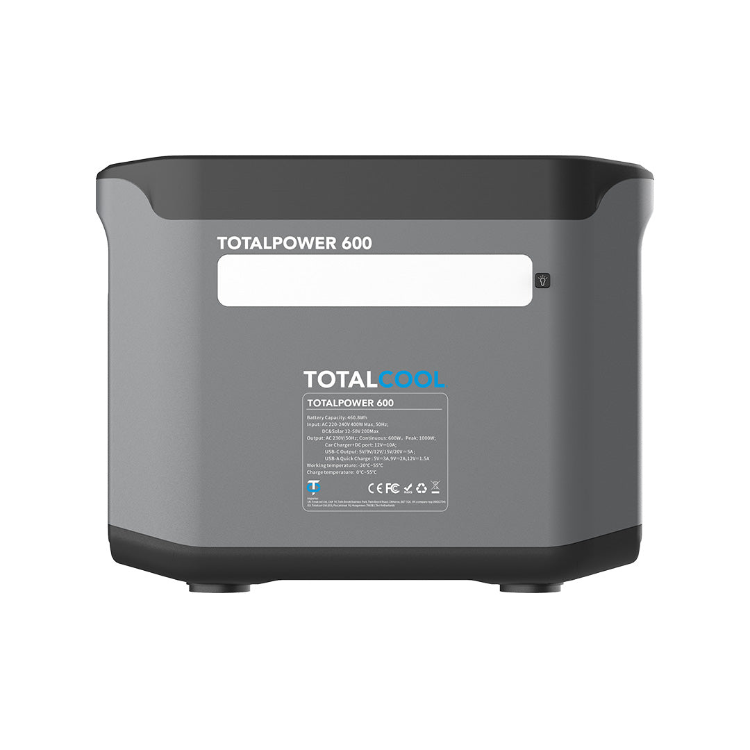 Totalpower 600 Centrale elettrica portatile, inverter intelligente al litio da 600 W (40 A), 12 V, rete CA ed energia solare, leggera