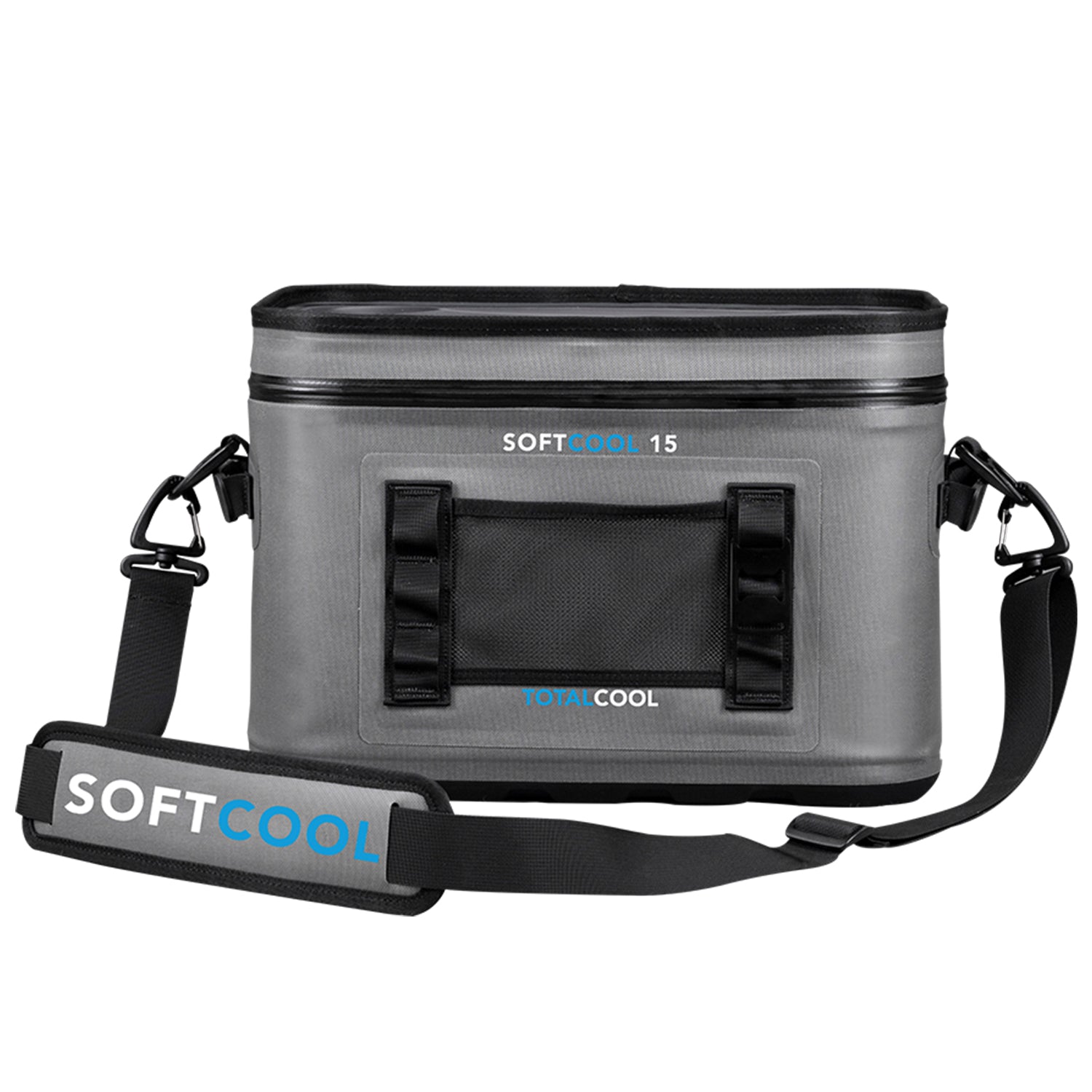 Image of the grey Softcool 15 coolbox with visible strap