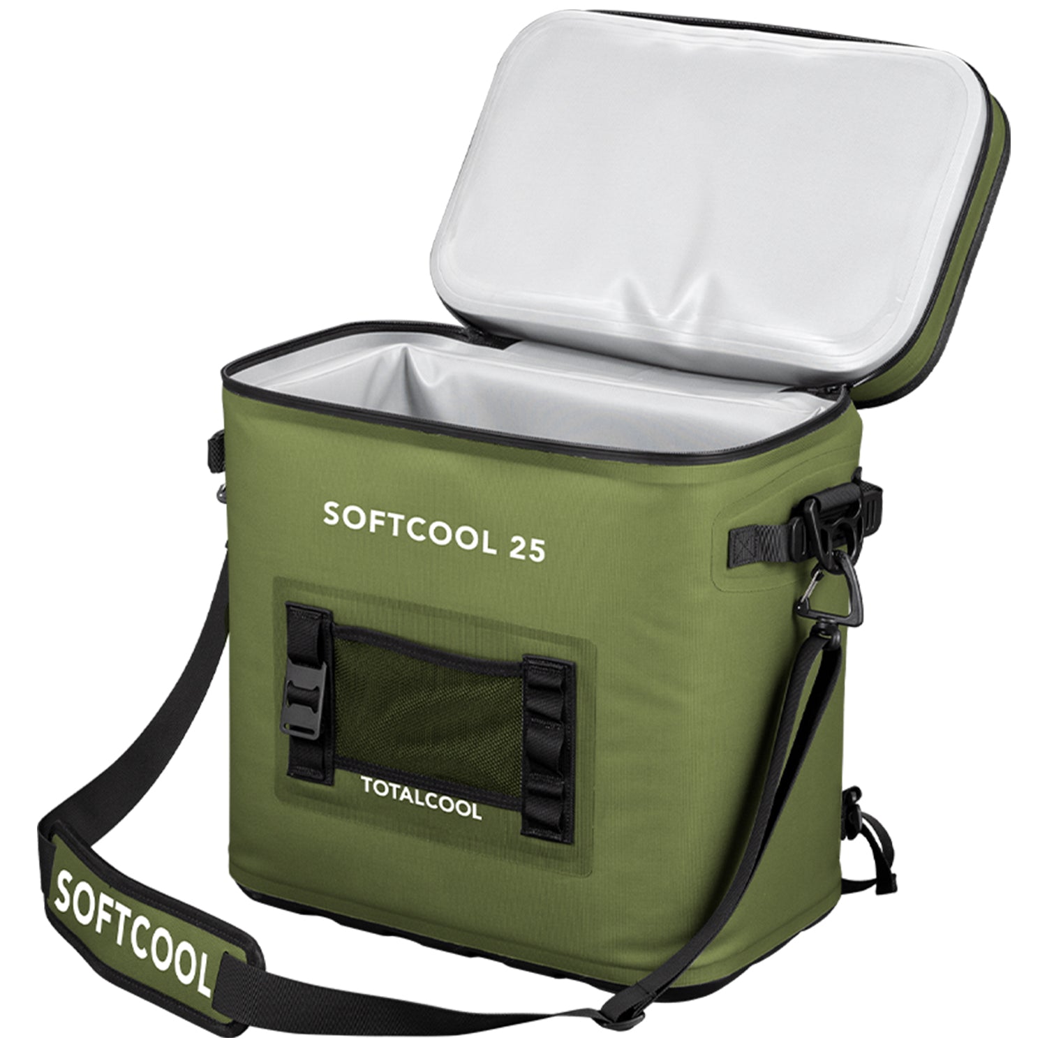 Image of the green softcool 25 coolbag with the lid open